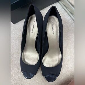 Bandolino Women's Black Peep Toe Wedge Heels